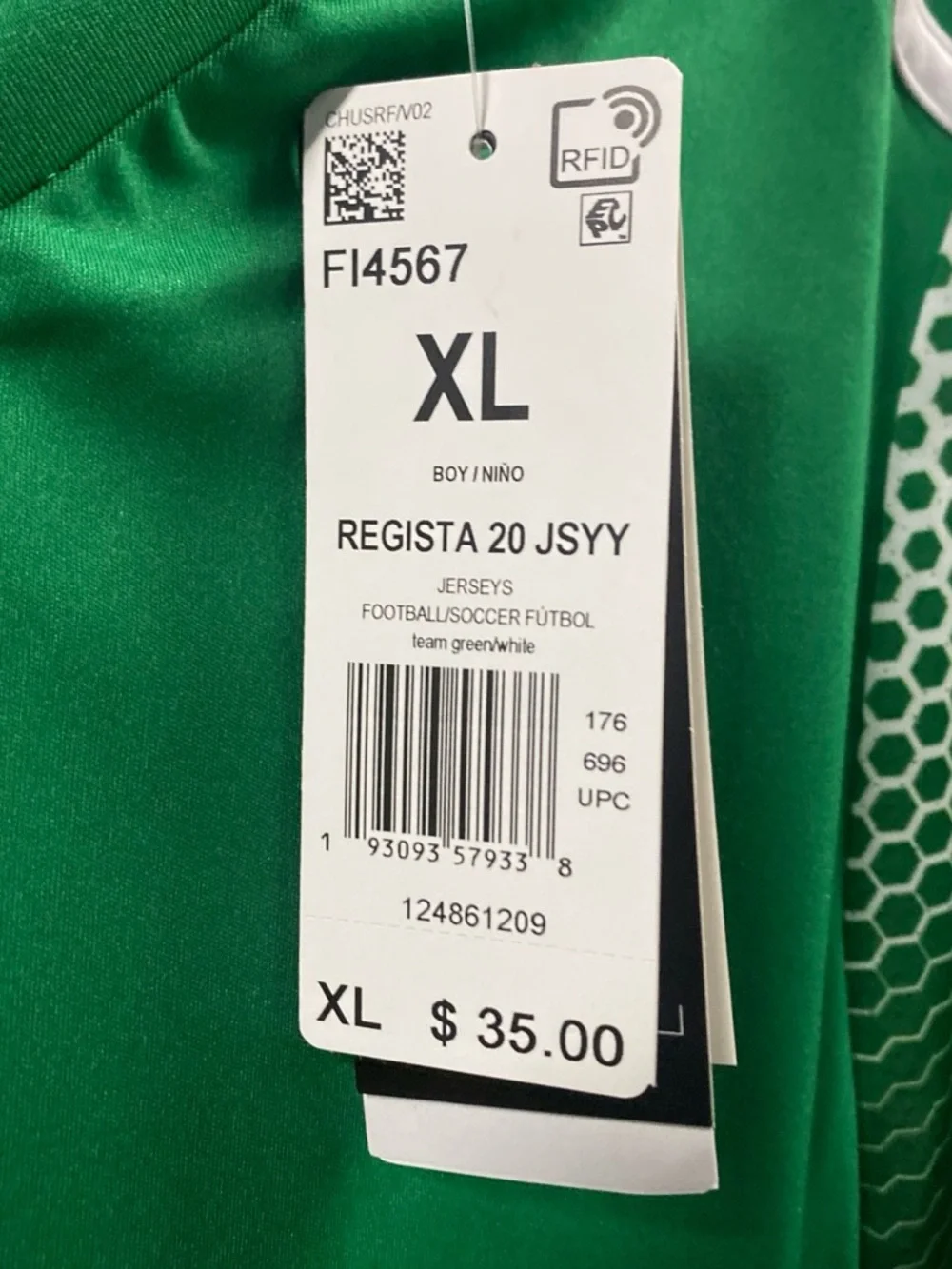 Adidas Regista 20 Soccer Jersey NWT Kids XL Green/White Aeroready FI4567